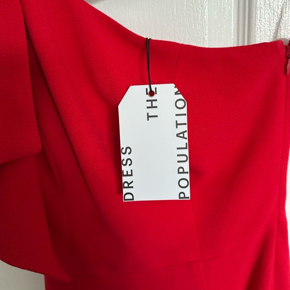 NWT Dress the Population Vibrant Red One-Shoulder Dress - Size XXS - Picture 7 of 13